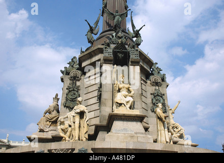 Ansicht-Denkmal ein Colom Plaça del Portal De La Pau Barcelona Barça Katalonien Katalonien Katalonien Costa Brava España Spanien Europa Stockfoto