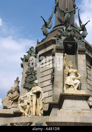 Ansicht-Denkmal ein Colom Plaça del Portal De La Pau Barcelona Barça Katalonien Katalonien Katalonien Costa Brava España Spanien Europa Stockfoto