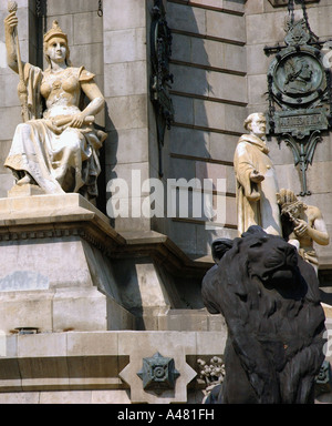 Ansicht-Denkmal ein Colom Plaça del Portal De La Pau Barcelona Barça Katalonien Katalonien Katalonien Costa Brava España Spanien Europa Stockfoto