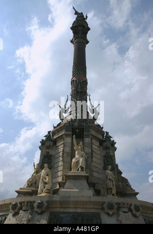 Ansicht-Denkmal ein Colom Plaça del Portal De La Pau Barcelona Barça Katalonien Katalonien Katalonien Costa Brava España Spanien Europa Stockfoto