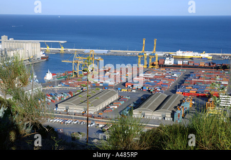 Panoramablick auf Barcelona vom Castel del Montjuïc Park Barça Catalunya Catalonia Katalonien Costa Brava España Spanien Europa Stockfoto