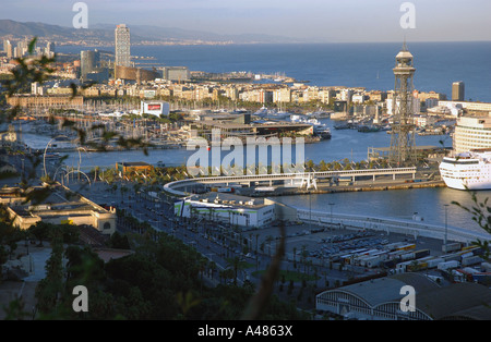 Panoramablick auf Barcelona vom Castel del Montjuïc Park Barça Catalunya Catalonia Katalonien Costa Brava España Spanien Europa Stockfoto