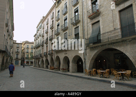Blick auf die Rambla De La Libertat Libertad Libery Gerona Girona Katalonien Catalunya Cataluña España Spanien Europa Stockfoto
