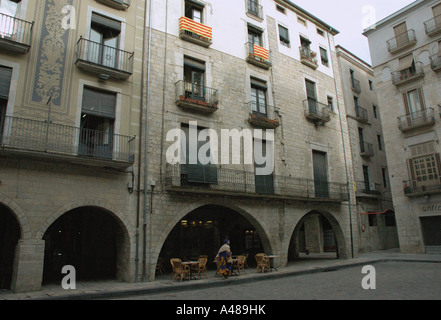 Blick auf die Rambla De La Libertat Libertad Libery Gerona Girona Katalonien Catalunya Cataluña España Spanien Europa Stockfoto