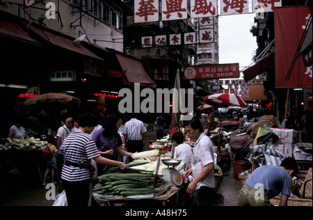 Hong Kong Gemüse Kowloon Markt für den Verkauf in diesem Markt Stockfoto
