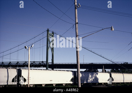 Lincoln Highway Autobahn 30 Überquerung des Mississippi die union pacific Railroad an Clinton Iowa 1993 Stockfoto