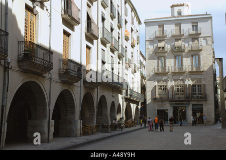 Blick auf die Rambla De La Libertat Libertad Libery Gerona Girona Katalonien Catalunya Cataluña España Spanien Europa Stockfoto