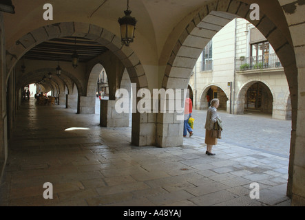 Blick auf die Rambla De La Libertat Libertad Libery Gerona Girona Katalonien Catalunya Cataluña España Spanien Europa Stockfoto