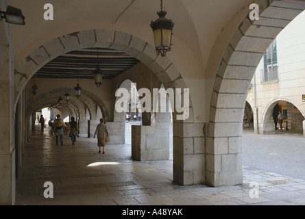 Blick auf die Rambla De La Libertat Libertad Libery Gerona Girona Katalonien Catalunya Cataluña España Spanien Europa Stockfoto