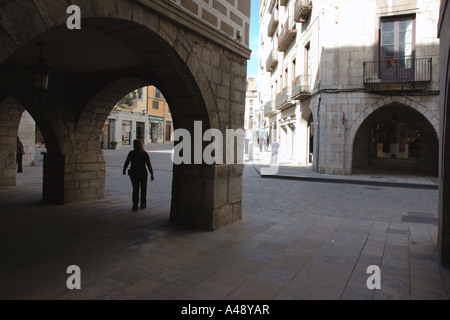 Blick auf die Rambla De La Libertat Libertad Libery Gerona Girona Katalonien Catalunya Cataluña España Spanien Europa Stockfoto