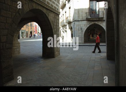 Blick auf die Rambla De La Libertat Libertad Libery Gerona Girona Katalonien Catalunya Cataluña España Spanien Europa Stockfoto