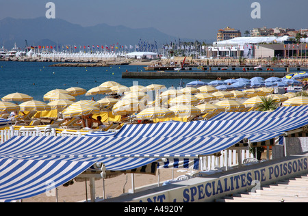 Panoramablick auf Meer & Strand von Cannes Côte d ' Azur Cote D Azur Frankreich Südeuropa Stockfoto