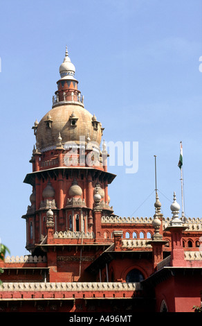 Reich verzierte Dach Indien Tamil Nadu Chennai Madras High Court Stockfoto