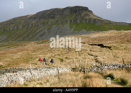 Wanderer im Anflug auf Pen-y-Gent Stockfoto