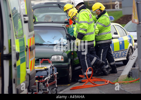 Auto Unfall Verkehrsunfall crash rta Rtc, Großbritannien UK Stockfoto