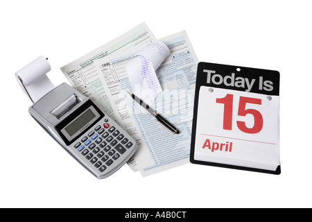 Steuerzeit ausgeschnitten auf weißem Hintergrund Stockfoto