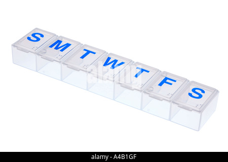 Tägliche Pille Behälter leer Stockfoto