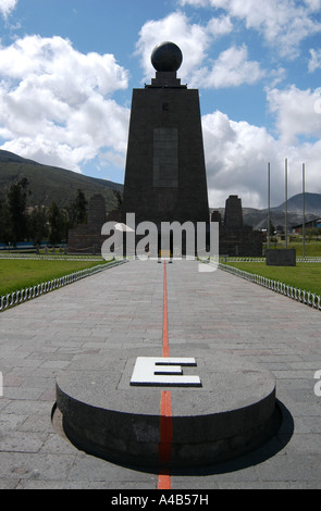 Denkmal Mitad del Mundo (Mitte der Welt) auf dem Äquator in der Nähe von Quito, Ecuador Stockfoto