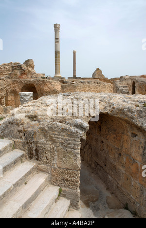 Ruinen der Antonin Thermalbäder im antiken Karthago, das dritte wichtigste im römischen Reich. Stockfoto