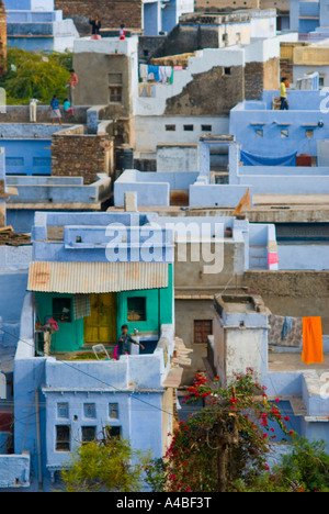 Abbildung des blauen Häuser in Bundi, Rajasthan, Indien Stockfoto