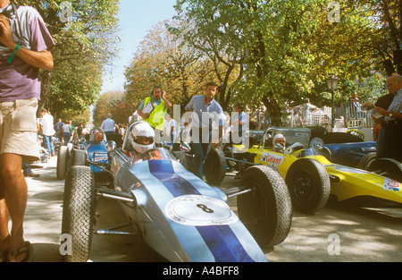 Für die aus Lotus und Matra Rennwagen in Angouleme aufgereiht Stockfoto