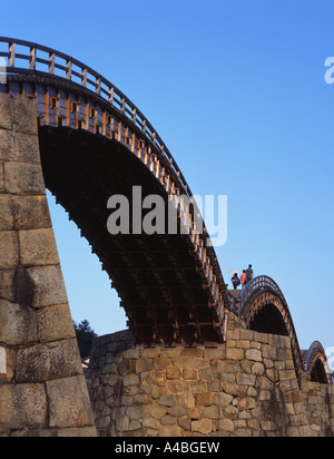 Kintai-Brücke Kintai-Kyo eine hölzerne Brücke in die Stadt Iwakuni, Yamaguchi-Präfektur, Japan. überspannt den Fluss Nishiki Stockfoto