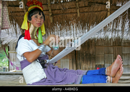 Frau Longneck Karen im nördlichen Thailand Chiang Rai Region Stockfoto