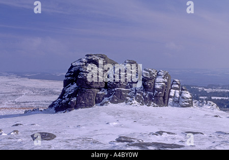 Haytor im Besitz der Dartmoor National Park Authority, Südwestengland, Devon seit 1974.  XPL 4711-441 Stockfoto