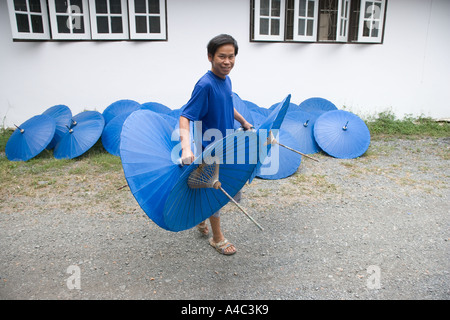 Regenschirm Fabrik Chiang Mai in Thailand Stockfoto