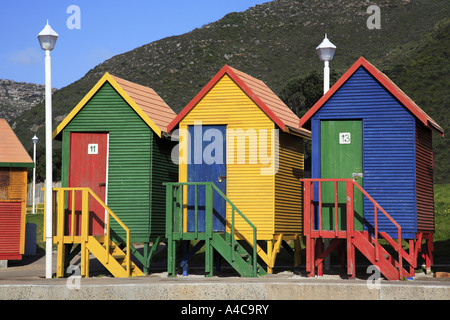 drei Strandhütten in Muizenberg Stockfoto