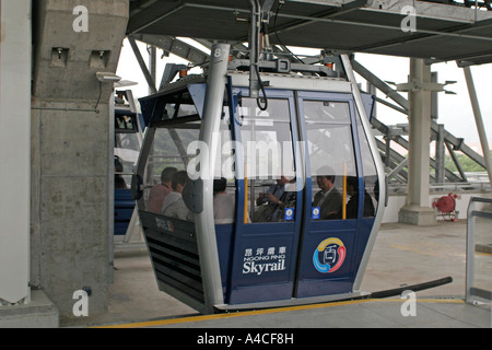 Passagiere an Bord der Skyrail Ngong Ping 360 in Hongkong Stockfoto