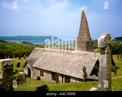 UK Cornwall Dymer Bay St Enedocs Kirche Poet Laureate John Betjemans Grabstätte Stockfoto