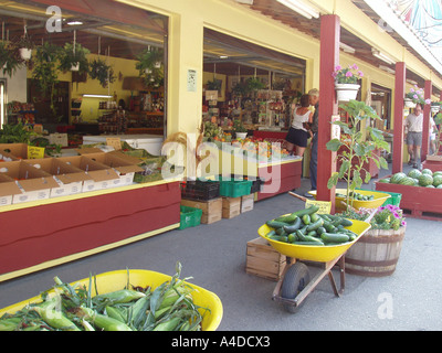 Obststand, Keremeos, BC Kanada Stockfoto