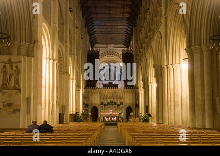 Abtei von St Albans Kirchenschiff Herts Stockfoto