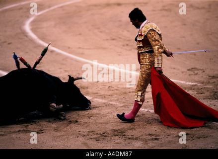 Ein Matador-Stierkampf in Spanien, Las Ventas, Madrid, Spanien Stockfoto