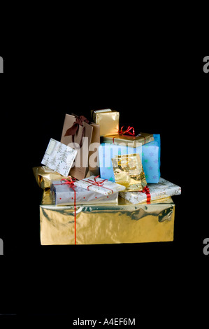 Ein Haufen von verpackte Weihnachtsgeschenke Stockfoto