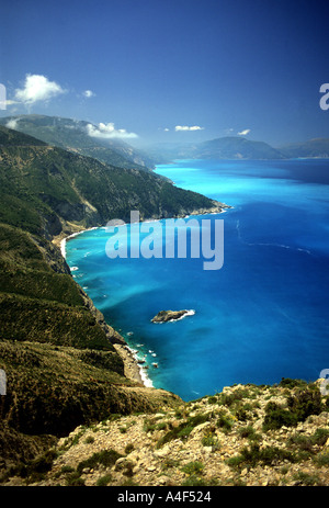 Myrtos Strand Kefalonia Griechenland Stockfoto