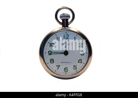 Taschenuhr am 09:00 Stockfoto