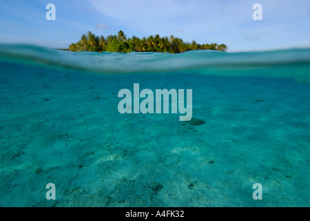 Über unter Bild sandigen Boden und Bäume auf Majikin Insel Namu Atoll Marshall-Inseln N Pazifik Stockfoto