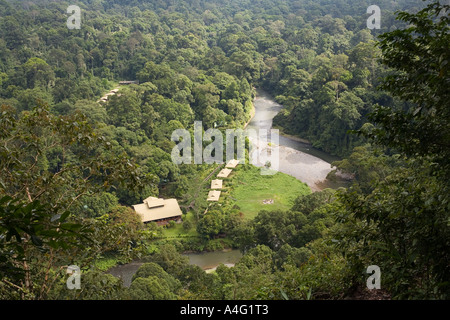 Malaysia Borneo Sabah Danum Valley Borneo Rainforest Lodge erhöht, Ansicht Stockfoto
