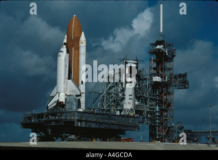 Space Shuttle Columbia Rollout Pad zu starten. Kennedy Space Center Stockfoto