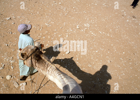 Touristen nehmen einen geführten Kamel reiten in der touristischen Region der Gizeh-Plateau Kairo Ägypten Stockfoto