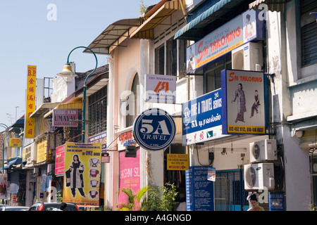 Georgetown Penang Malaysia Kedah Little India Ladenschildern Stockfoto