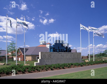 Braintree Eingang zum Freeport Designer Village ein Komplex von Geschäften speichert für die breite Öffentlichkeit befindet sich am Rande der Stadt Stockfoto