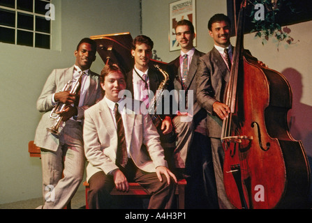 Gruppe der jungen jazz-Musiker, einschließlich der Trompeter Marcus Printup auf der linken Seite in einem Nachtclub in St. Augustine Florida USA Stockfoto