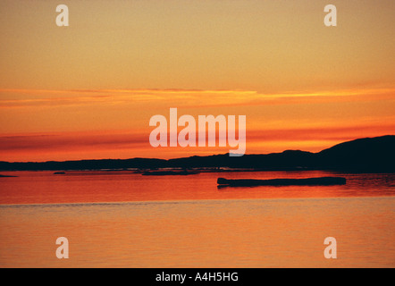 Meereis im Sonnenuntergang, Cumberland Sound, Nordwest-Territorien, Nunavut, kanadische Arktis Stockfoto