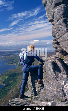 Kriechen, auf Gipfelns, Torridon, Ross und Cromarty, Highland, Schottland, UK Stockfoto