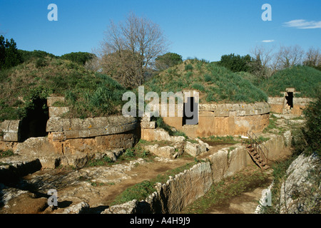 Cerveteri Lazio Italien die etruskische Ausgrabungsstätte der Nekropole Banditaccia Stockfoto