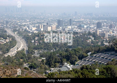 Blick auf die Stadt Los Angeles von Mulholland drive Stockfoto