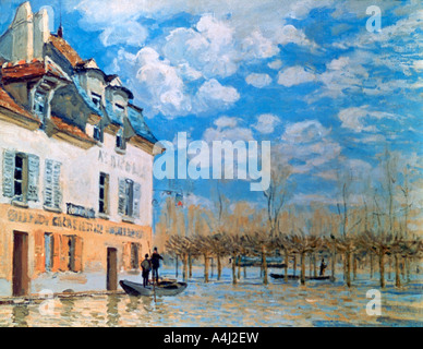 "Die Yacht, die in der Flut, Port-Marly', 1876. Artist: Alfred Sisley Stockfoto